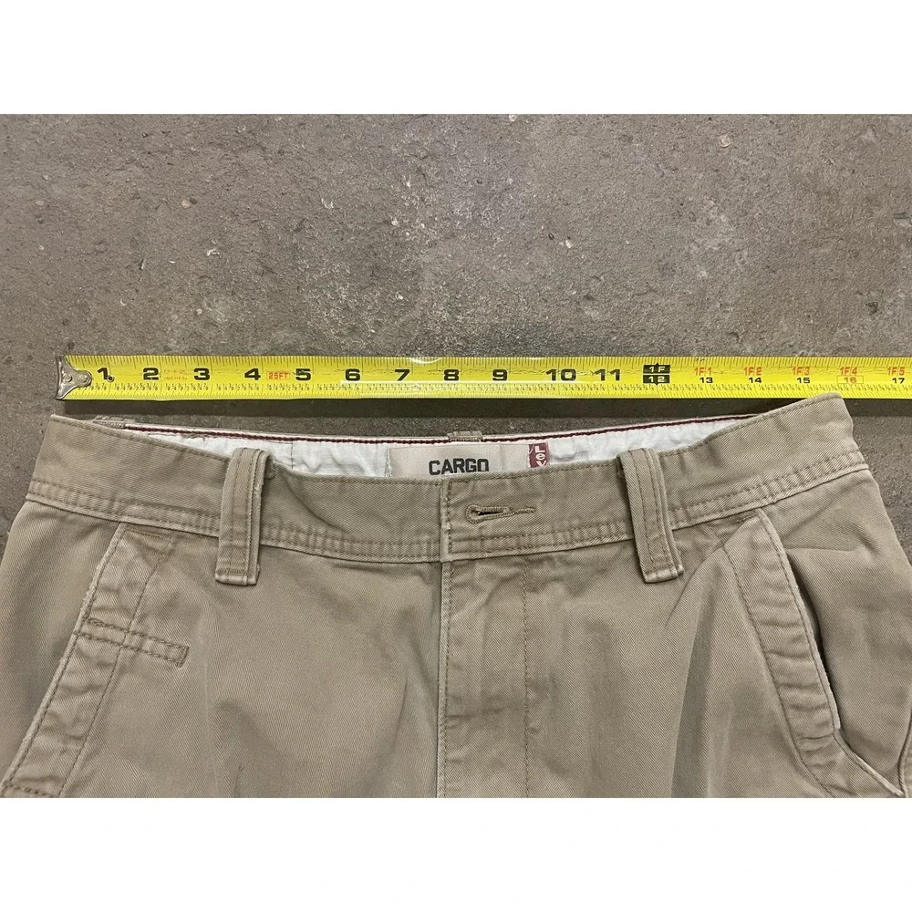Levis Cargo Shorts Mens 31 Beige Canvas Relaxed Utility Pockets Workwear Zip Fly